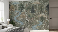 Misty Forest River Escape Wall Mural