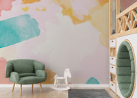 Gentle color wash wallpaper mural design
