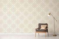 Elegant beige patterned damask wall mural
