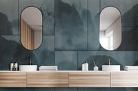 Foggy Mountain Wallpaper Mural with Elegant Blue Tones
