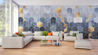 Gold hexagonal ombre wallpaper mural for decor
