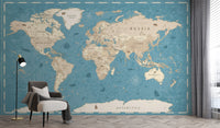 Vintage World Map Wallpaper Mural - Giffywalls