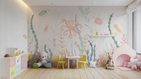 Subtle marine symphony mural for serene spaces
