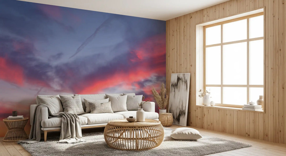 Vægmaleri med kunstnerisk skymotiv i skumringen