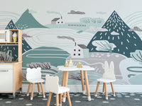 Kids’ Room Cloudy Winter Wallpaper Mural - Giffywalls