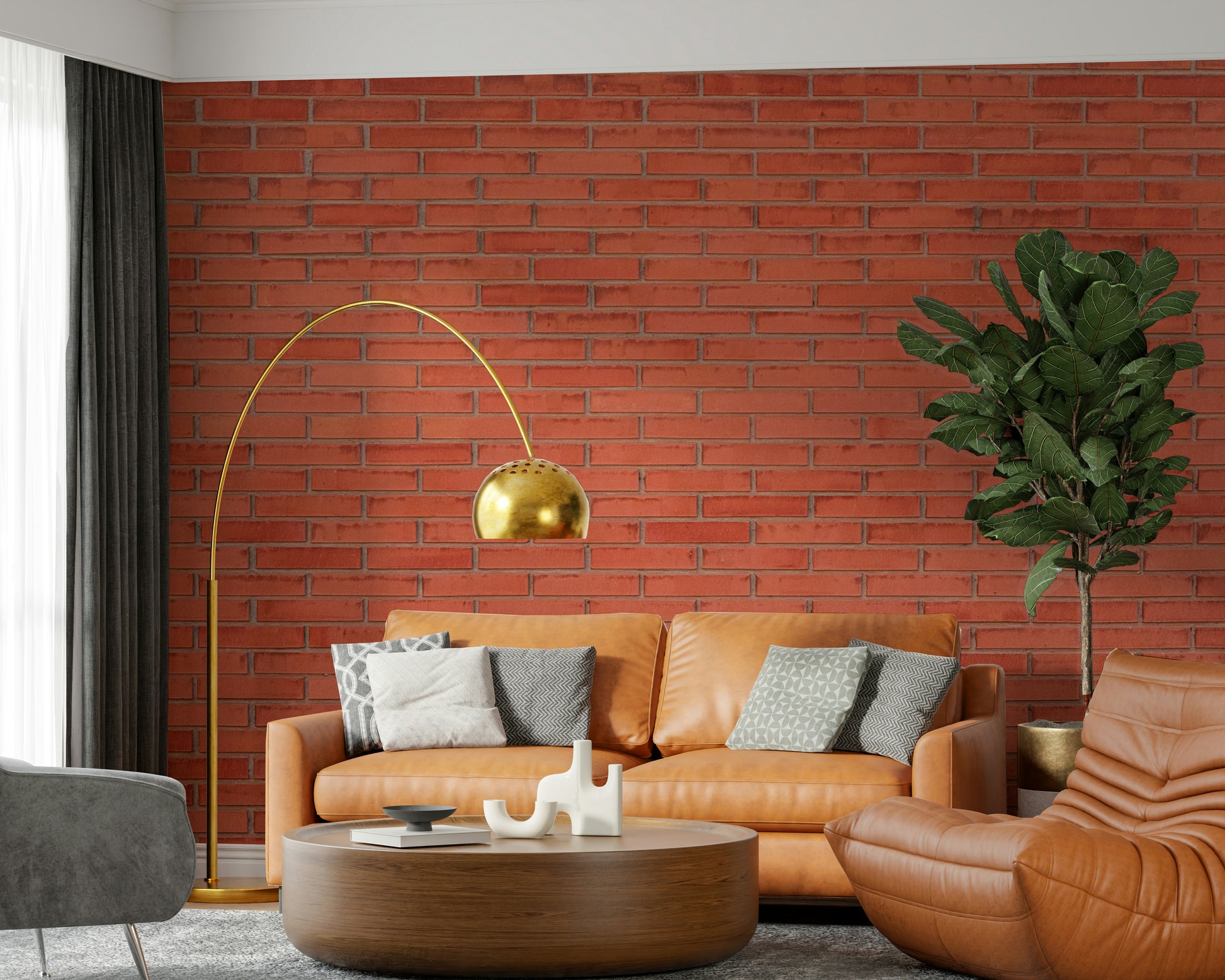 A beautiful modern brick wall mural for a living room.

