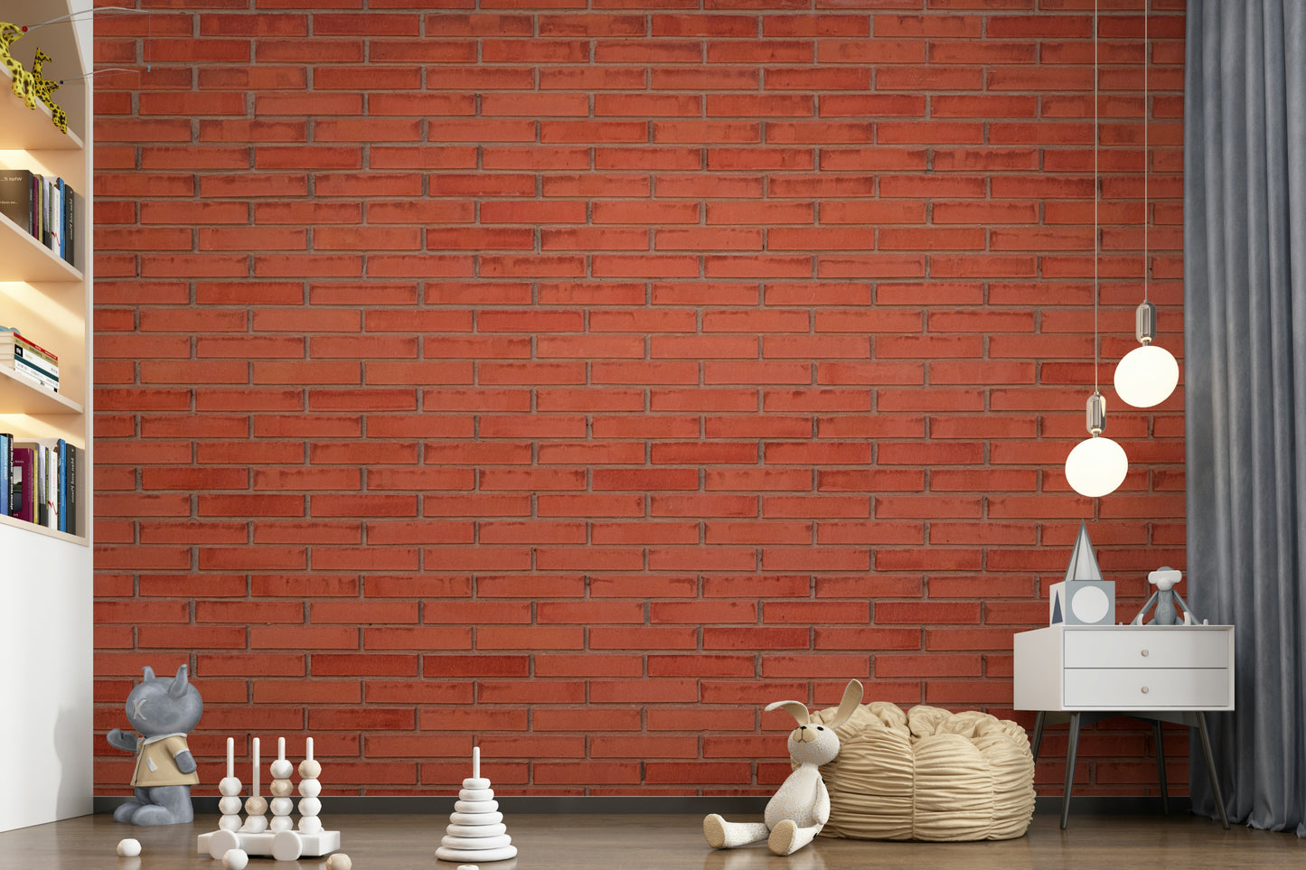 A serene crimson brick wall mural for your decor.

