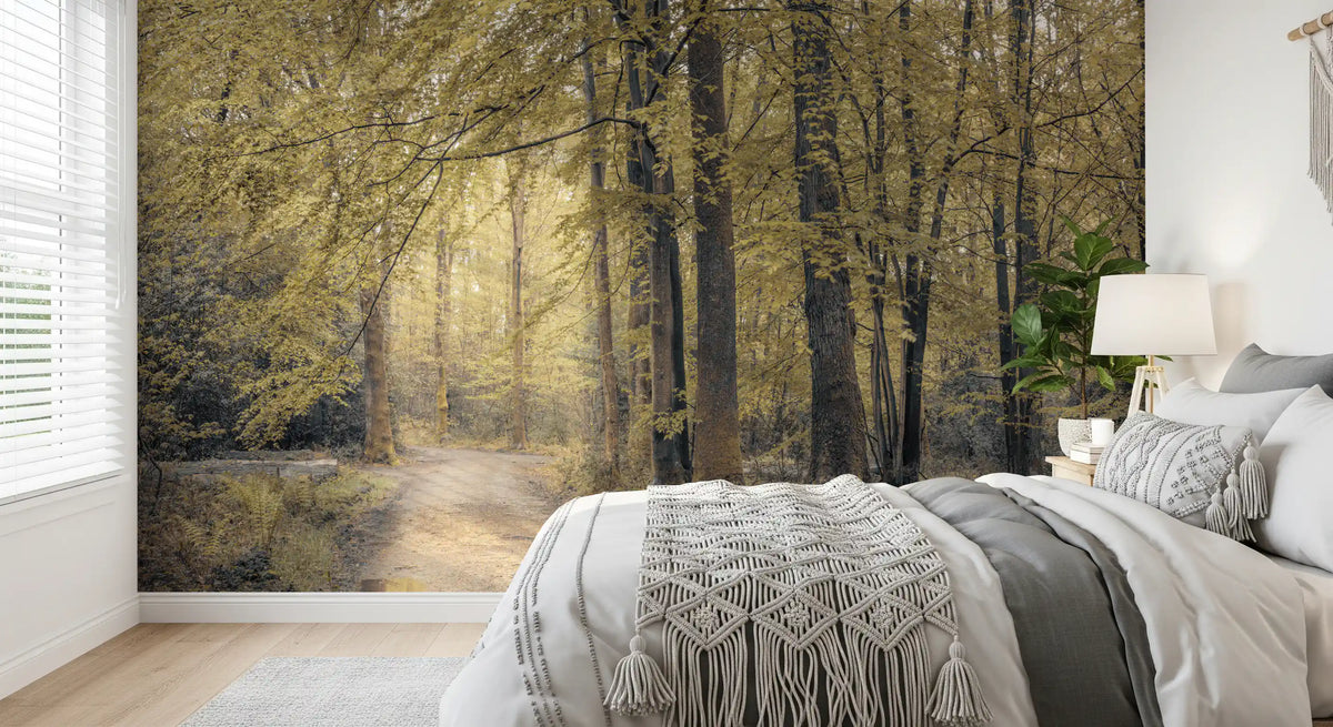 Wandbild „Gedämpfter Herbstwaldweg“