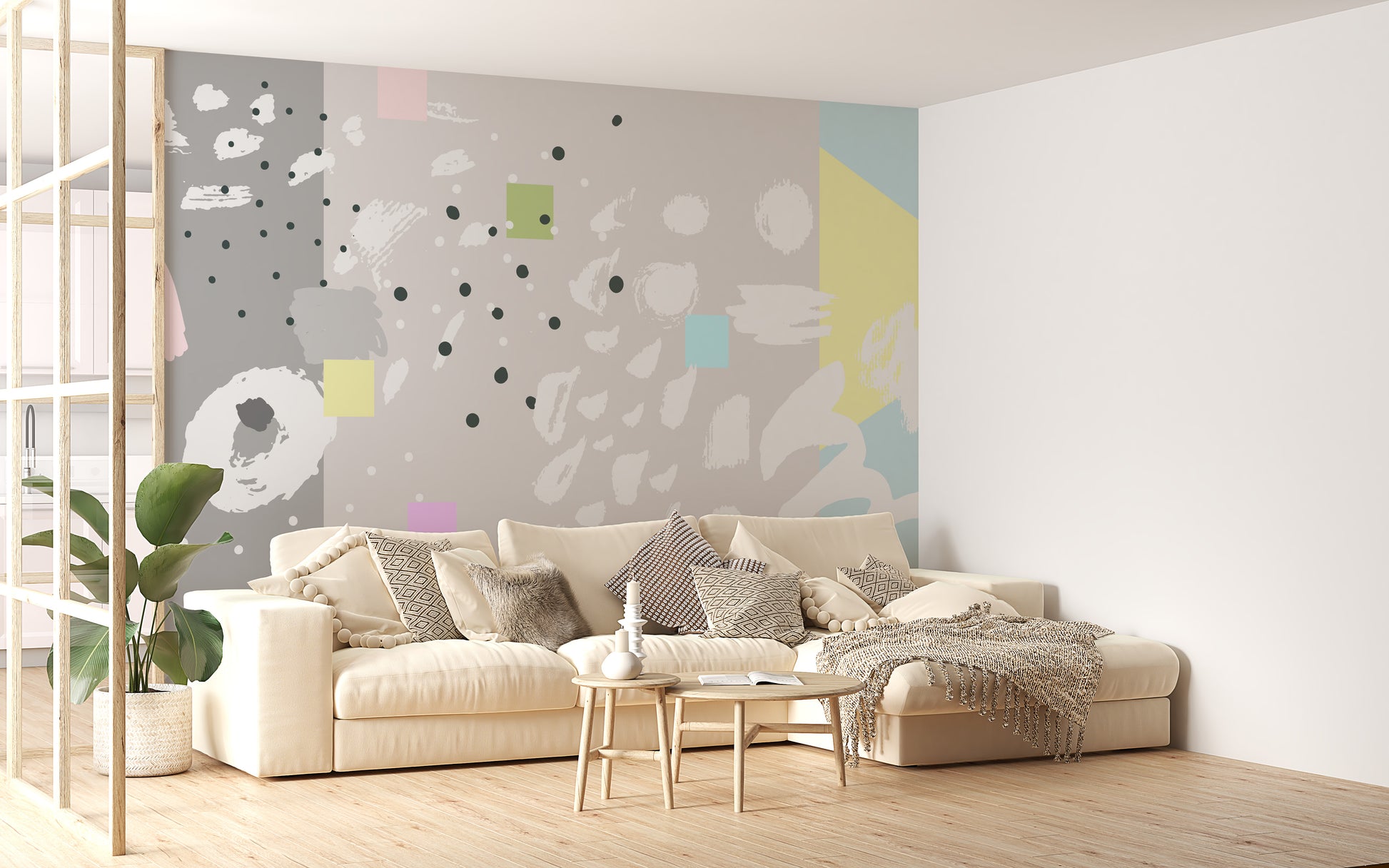 Abstract Art Design Brush Stroke Wallpaper Mural - Giffywalls