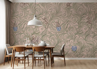 Mural panoramique mural représentant des singes espiègles dans des vases en porcelaine