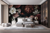 Bold and colorful floral wallpaper design in bedroom