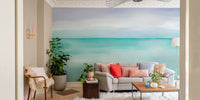 Coastal turquoise mural for peaceful interiors for living room