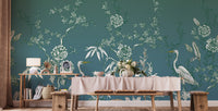 Vintage Garden Crane Birds Wallpaper Mural - Giffywalls