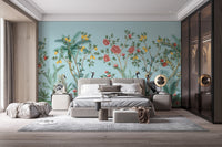 Chinoiserie Floral Palm Tree Wallpaper - Giffywalls