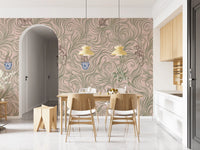 Mural panoramique mural représentant des singes espiègles dans des vases en porcelaine