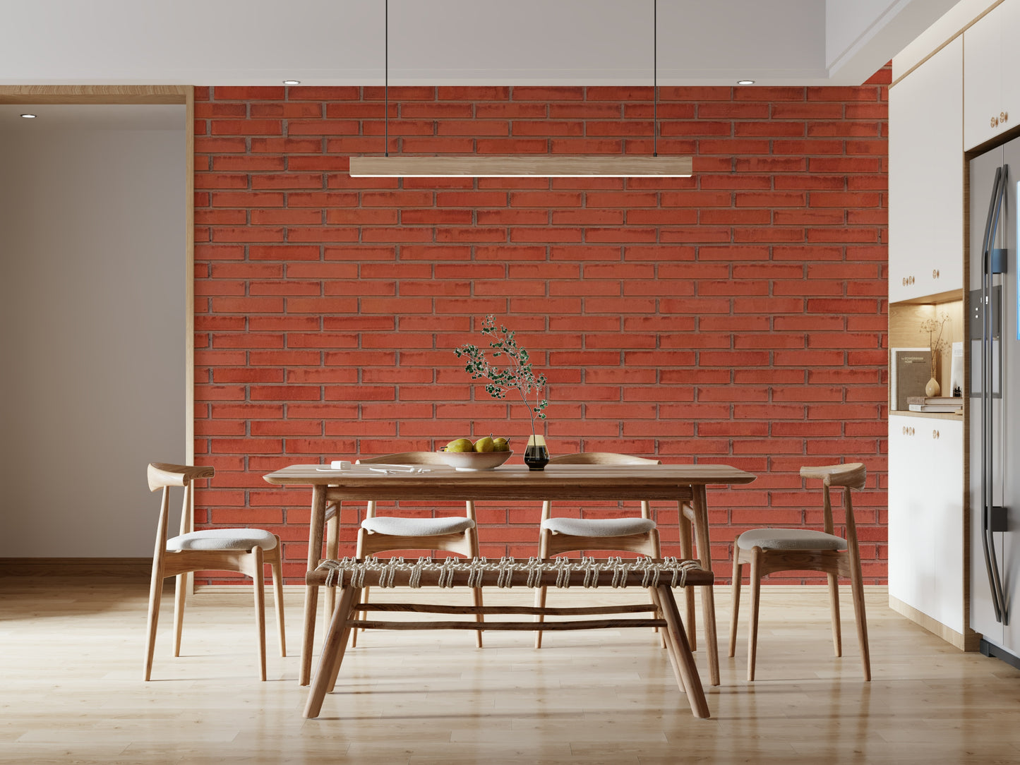 A contemplative faux brick wallpaper mural for a feature wall.

