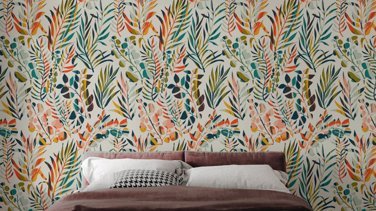 Botanical Fiesta Wallpaper Mural - Giffywalls