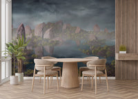 Blue Chinese landscape wallpaper for timeless and serene decor.