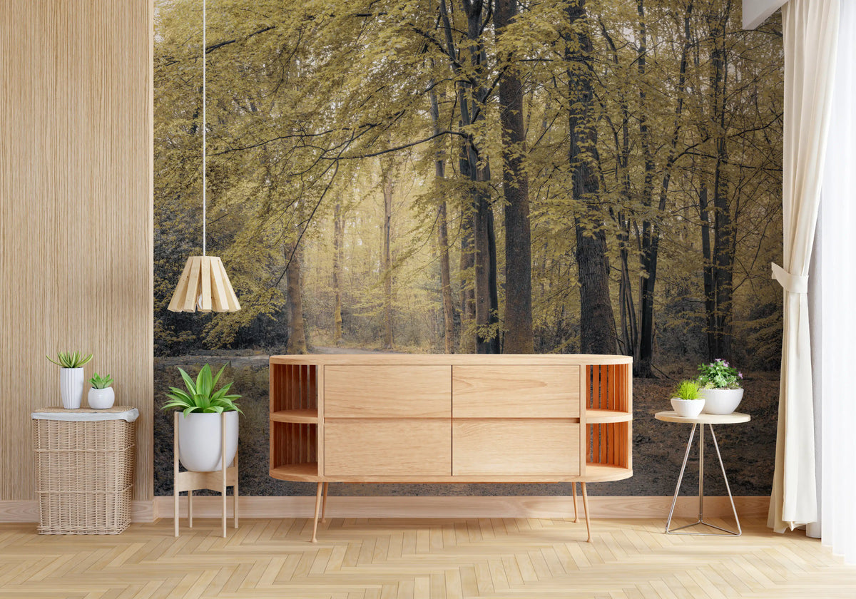 Wandbild „Gedämpfter Herbstwaldweg“