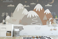 Starry winter night with bear wallpaper art
