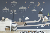 Charming vintage car wallpaper mural art
