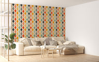 Abstract vintage wallpaper with curvy designs in Living room
