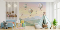 Kids room wallpaper: dreamy hot air balloons art