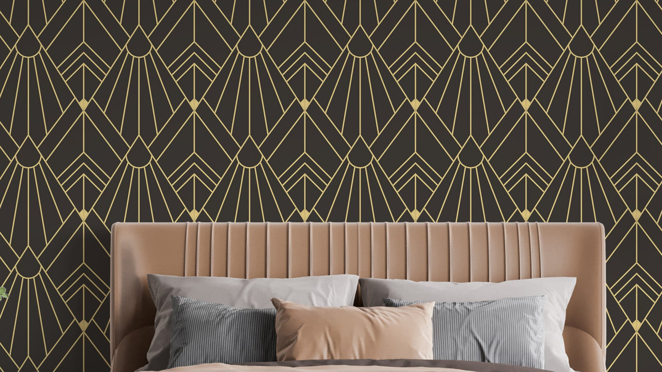 Abstract gold pattern art deco wallpaper
