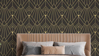 Abstract gold pattern art deco wallpaper
