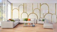 Elegant Gold and White Art Deco Wall Mural