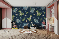 Fun dino design for boys’ room walls

