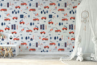 Emergency vehicle wall mural for children’s room