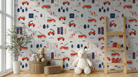 Adventure-themed wallpaper for nursery or playroom