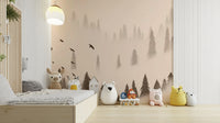 Northern Forest Sepia Wallpaper – Woodland Wall Mural