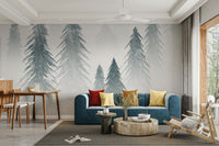 Snowing Forest Wallpaper – Winter Landscape for Interior Walls