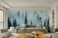 Tranquil Forest Dawn Wallpaper – Calming Bedroom Backdrop
