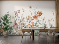 Floral Hand Painted Wallpaper Murals - Giffywalls