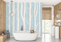 Blue Winter Forest Wallpaper Wall Mural - Giffywalls
