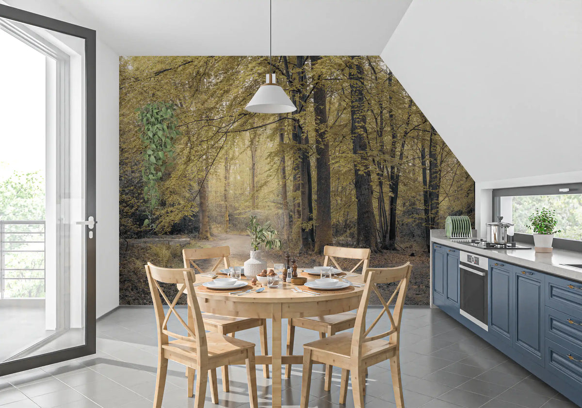 Wandbild „Gedämpfter Herbstwaldweg“