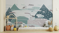 Winter wallpaper mural for kids room decor
