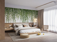Fresh green hanging leaves mural wallpaper
