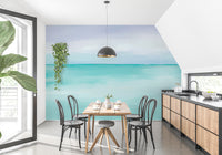 Serene turquoise ocean wallpaper with soft hues