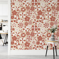 Statement wallpaper with maximalist artistic blooms


