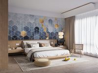 Stunning hexagonal ombre gold wallpaper mural

