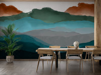 Watercolor Abstract Highland Mural - Giffywalls