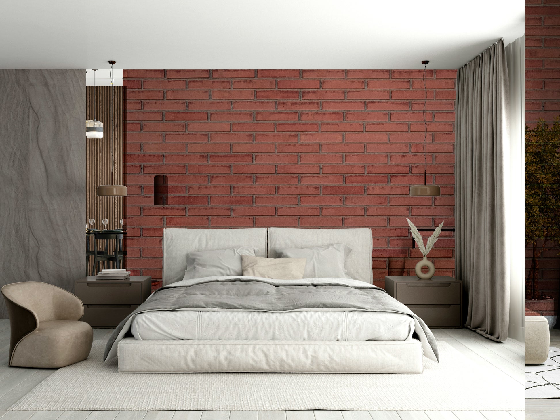 A graceful subtle earth tone wall mural in warm, natural colors.

