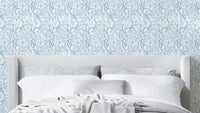 Light blue floral wallpaper for walls with soft botanical charm

