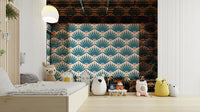 Exotic wallpaper with colorful jungle-inspired pattern

