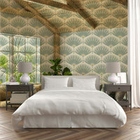 Exotic greenery mural for tranquil interior spaces


