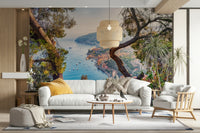 French Riviera wallpaper mural with coastal sea view

